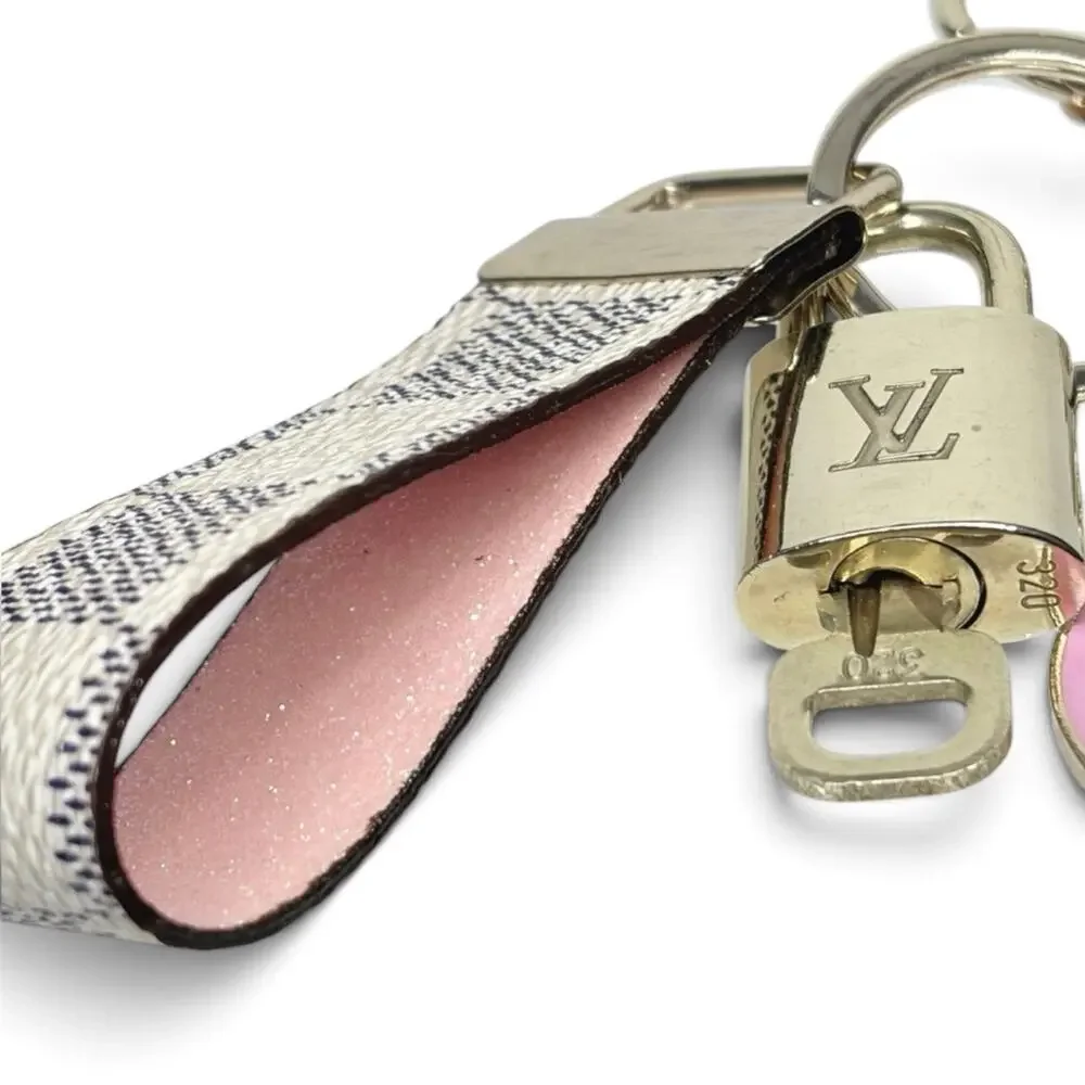 Louis Vuitton Lock & Key Set #320 with Handmade Damier Loop Keychain & Charms